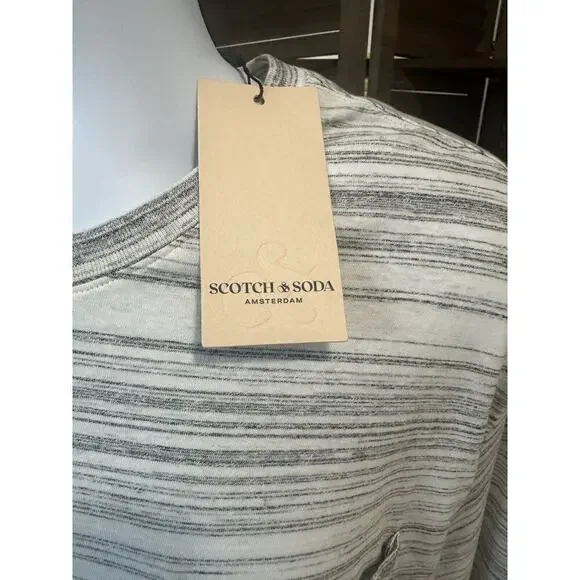 Scotch & Soda XL Extra Large Short sleeve Black White Striped Tshirt - Picture 3 of 5